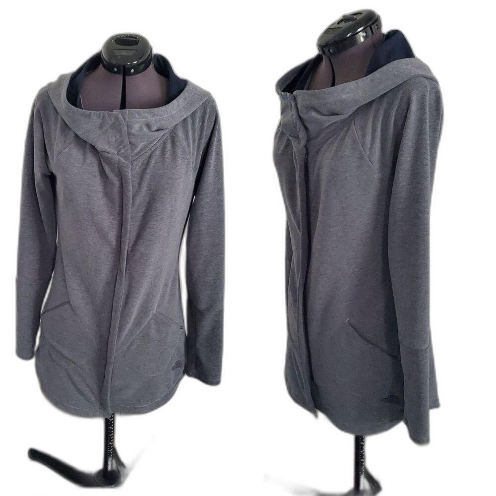 The North Face Women's Sweatshirt Small Gray Stretch Full Zip Jacket Hoodie